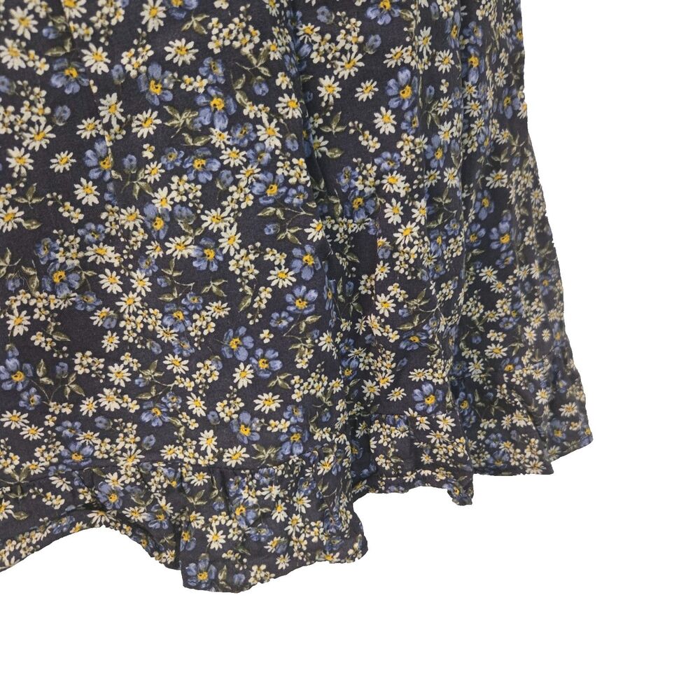 Womens Floral Mini Dress Lrg  Babydoll Fairy Grunge Coquette Tie Puff Front - Picture 5 of 16